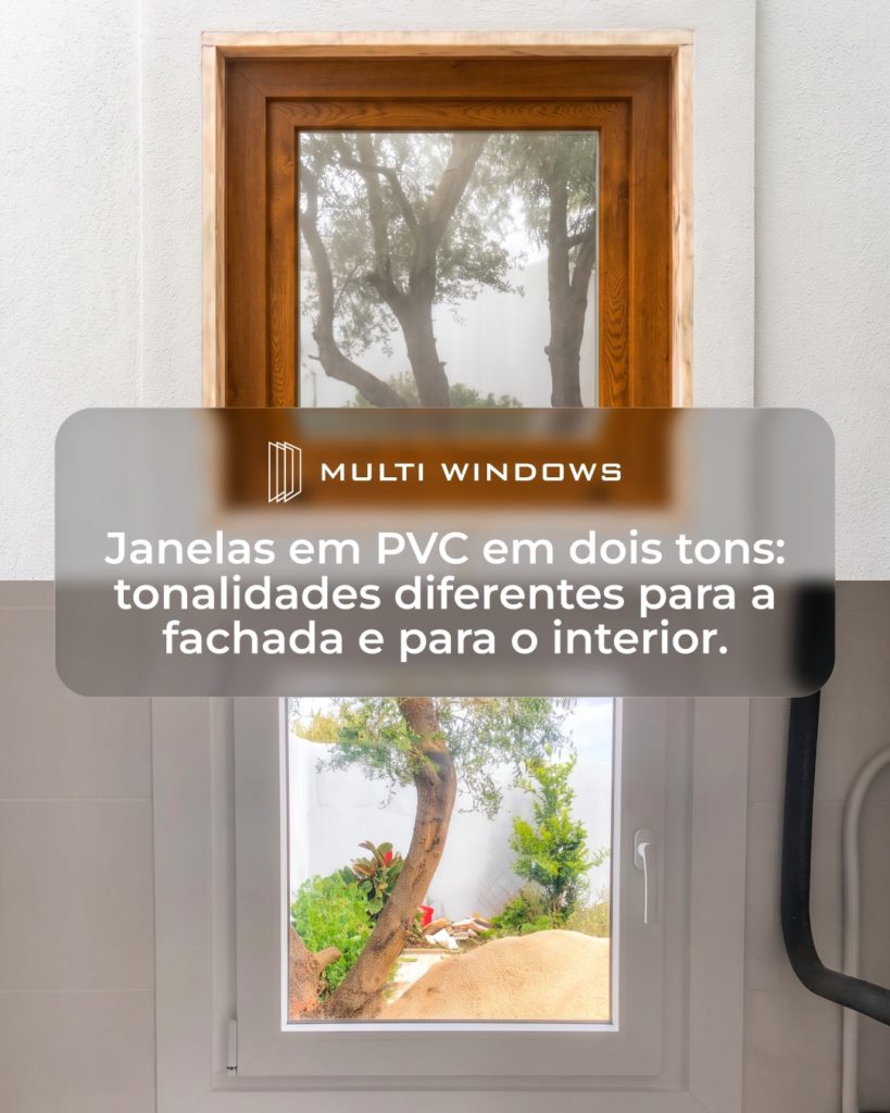 Janelas em PVC em dois tons: tonalidades diferentes para a fachada e para o interior.